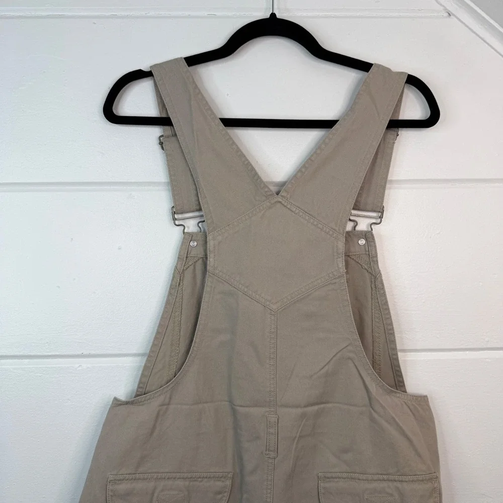 Vintage Overalls Y2K Khaki‎ Shortalls Large Juniors No Boundaries 100% Cotton